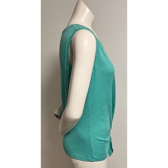 Maette Womens Teal Linen Tank Top Scoop Neck Knot Front Size M - Picture 2 of 8